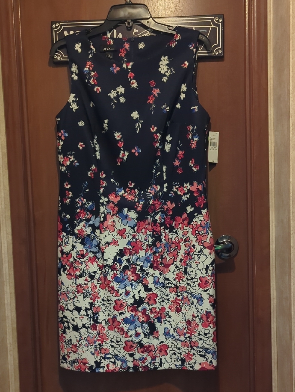 ALYX Navy Floral Midi Dress with Pink, White & Blue Blooms